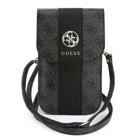 Guess Guess Phone pouch 4G - PU - round 4G logo - classic logo - stripe pattern - carrying strap Black Guess Guess Phone pouch 4G - PU - round 4G logo - classic logo - stripe pattern - carrying strap Black