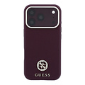 Guess Guess iPhone 18 Pro Max/iPhone 17 Pro Max Hartschalenhülle MagSafe SW Genarbtes PU Rundes Strasslogo - Bordeaux