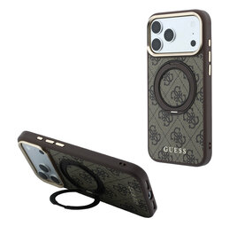 Guess Guess iPhone 18 Pro Max Hoesje harde behuizing - MagSafe - ringstandaard 360 - 4G - PU - klassiek logo Bruin