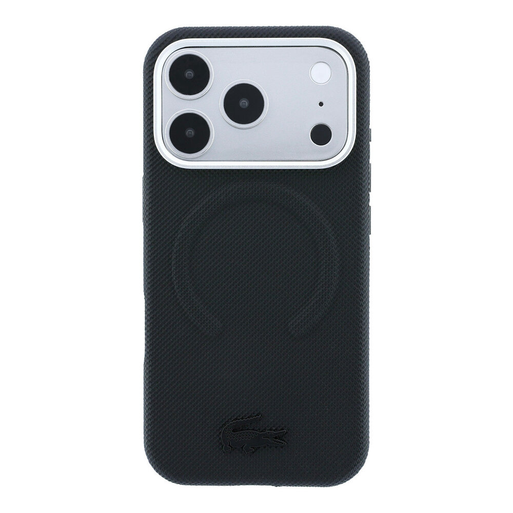 Lacoste Lacoste iPhone 18 Pro Hülle Hartschale - MagSafe - PVC - Petit Pique - Prägung Schwarz