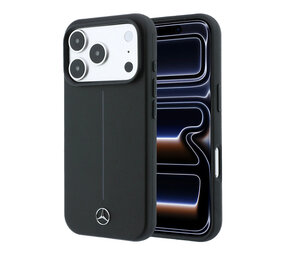 Mercedes-Benz Mercedes-Benz iPhone 18 Pro Hoesje harde behuizing - MagSafe - PU-leer - Semi Wrap - Iconic Line Zwart