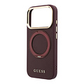 Guess Guess iPhone 18 Pro/iPhone 17 Pro Hartschalenhülle MagSafe Genarbtes PU 360° Ringständer Klassisches Logo - Bordeaux