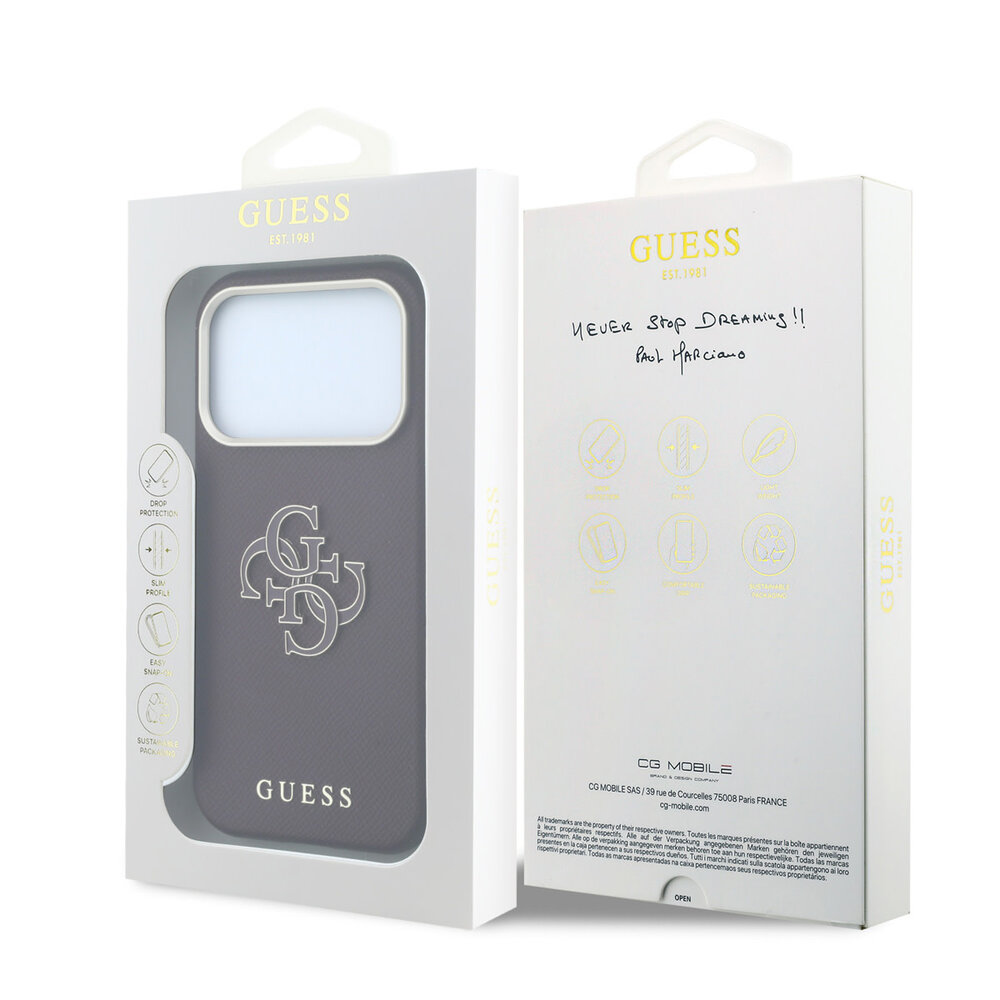 Guess Guess iPhone 18 Pro Max Case hard shell - SW - grained PU - large resin logo Burgundy