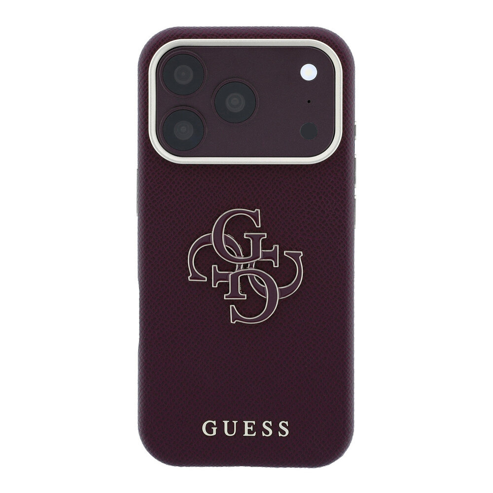 Guess Guess iPhone 18 Pro Max Case hard shell - SW - grained PU - large resin logo Burgundy