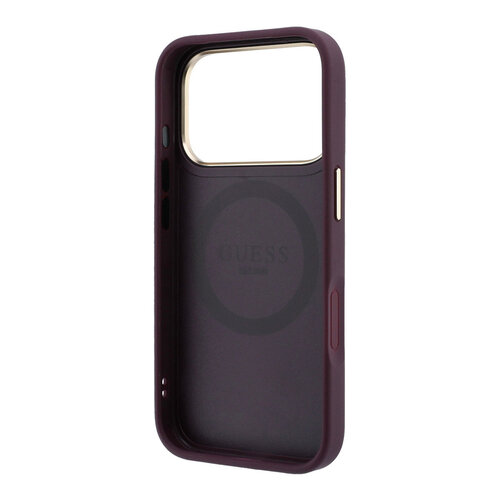 Guess Guess iPhone 18 Pro Max/iPhone 17 Pro Max Hartschalenhülle MagSafe PU Streifen HS Pfingstrose 4G-Logo - Bordeaux