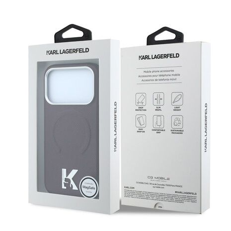 Karl Lagerfeld Karl iPhone 18 Pro Case hard shell - MagSafe - SW - grained PU - embossed ring - Kameo logo Burgundy Karl Lagerfeld Karl iPhone 18 Pro Case hard shell - MagSafe - SW - grained PU - embossed ring - Kameo logo Burgundy