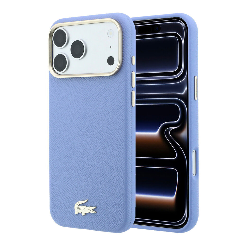 Lacoste Lacoste iPhone 18 Pro Max Hoesje harde behuizing - MagSafe - PVC - Champs Elysees - reliëf Lichtblauw