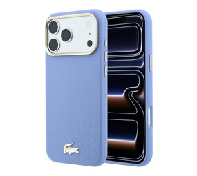 Lacoste Lacoste iPhone 18 Pro Max Hoesje harde behuizing - MagSafe - PVC - Champs Elysees - reliëf Lichtblauw