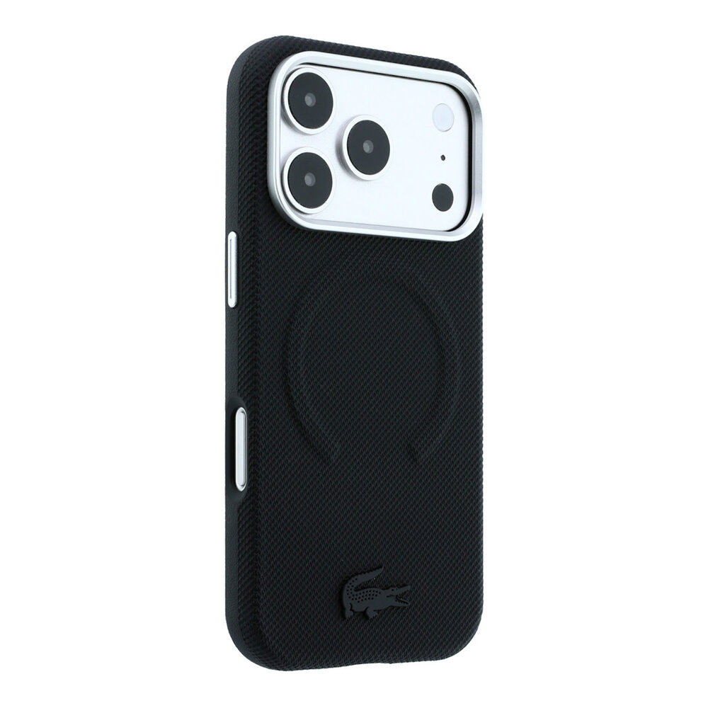 Lacoste Lacoste iPhone 18 Pro Coque structure rigide - MagSafe - PVC - Petit Pique - relief Noir Lacoste Lacoste iPhone 18 Pro Coque structure rigide - MagSafe - PVC - Petit Pique - relief Noir