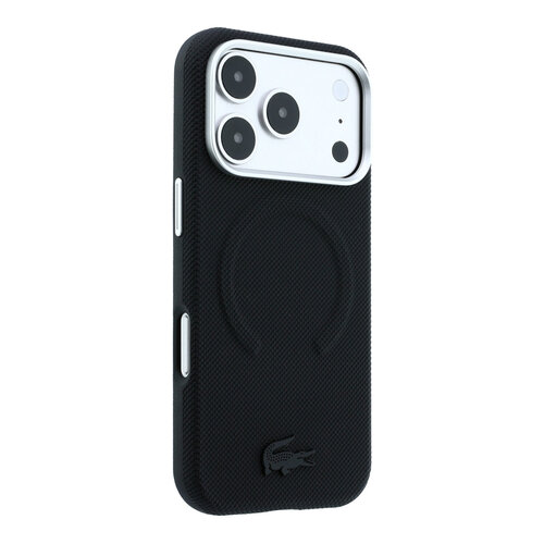Lacoste Lacoste iPhone 18 Pro/iPhone 17 Pro Hartschalenhülle MagSafe PVC Petit Piqué Prägung - Schwarz