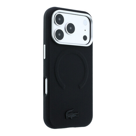 Lacoste Lacoste iPhone 18 Pro Hoesje harde behuizing - MagSafe - PVC - Petit Pique - reliëf Zwart