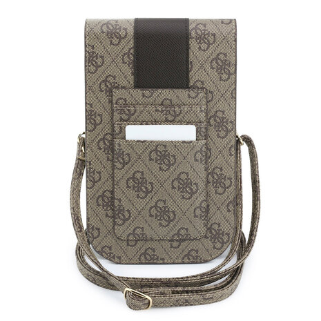 Guess Guess Phone pouch 4G - PU - round 4G logo - classic logo - stripe pattern - carrying strap Brown Guess Guess Phone pouch 4G - PU - round 4G logo - classic logo - stripe pattern - carrying strap Brown