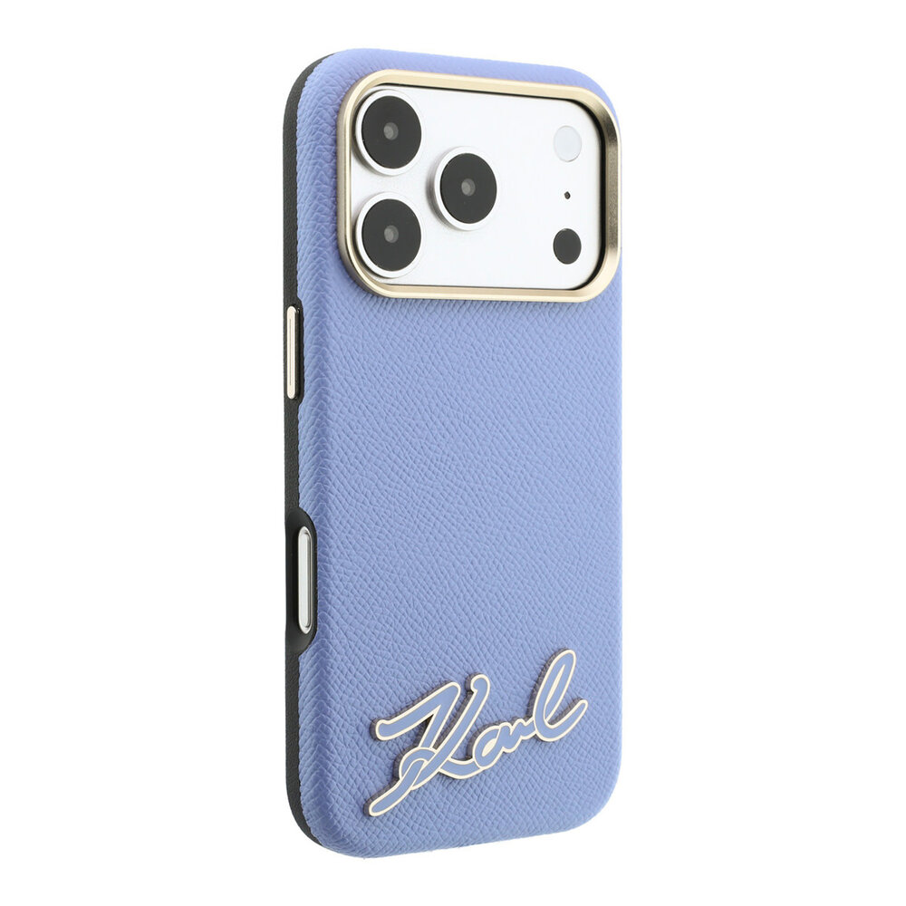 Karl Lagerfeld Karl iPhone 18 Pro Max Hülle Hartschale - MagSafe - SW - genarbtes PU - Signaturlogo aus Kunstharz Hellblau Karl Lagerfeld Karl iPhone 18 Pro Max Hülle Hartschale - MagSafe - SW - genarbtes PU - Signaturlogo aus Kunstharz Hellblau
