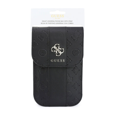 Guess Guess Phone pouch Peony - PU - 4G logo - classic logo - stripe pattern - carrying strap Black Guess Guess Phone pouch Peony - PU - 4G logo - classic logo - stripe pattern - carrying strap Black