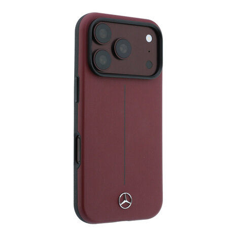 Mercedes-Benz Mercedes-Benz iPhone 18 Pro Hülle Hartschale - MagSafe - PU-Leder - Semi Wrap - Iconic Line Bordeauxrot Mercedes-Benz Mercedes-Benz iPhone 18 Pro Hülle Hartschale - MagSafe - PU-Leder - Semi Wrap - Iconic Line Bordeauxrot