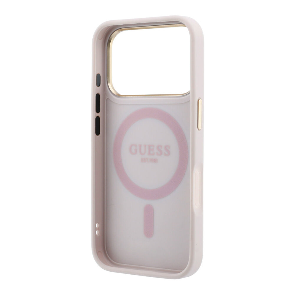 Guess Guess iPhone 18 Pro Max Hoesje harde behuizing - MagSafe - ringstandaard 360 - 4G - PU - klassiek logo Roze Guess Guess iPhone 18 Pro Max Hoesje harde behuizing - MagSafe - ringstandaard 360 - 4G - PU - klassiek logo Roze