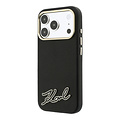 Karl Lagerfeld Karl Lagerfeld iPhone 18 Pro/iPhone 17 Pro Hartschalenhülle MagSafe SW Genarbtes PU Signaturlogo aus Kunstharz - Schwarz