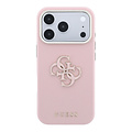 Guess Guess iPhone 18 Pro Max/iPhone 17 Pro Max Hartschalenhülle SW Genarbtes PU Großes Kunstharzlogo - Rosa