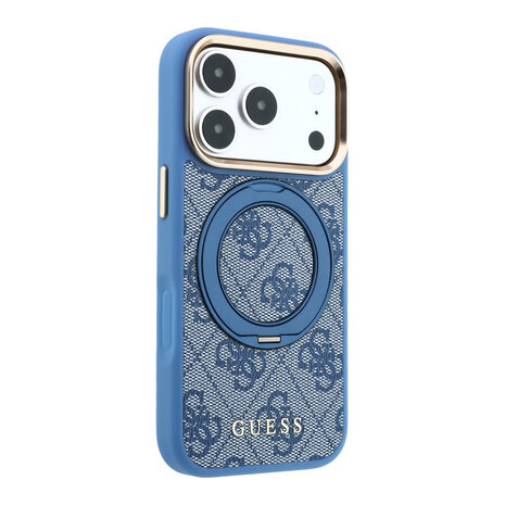 Guess Guess iPhone 18 Pro Coque structure rigide - MagSafe - anneau support à 360 degrés - 4G - PU - logo classique Bleu Guess Guess iPhone 18 Pro Coque structure rigide - MagSafe - anneau support à 360 degrés - 4G - PU - logo classique Bleu
