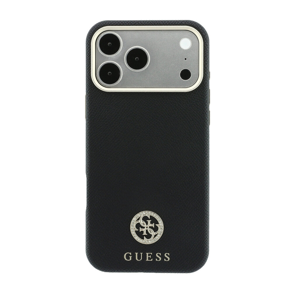 Guess Guess iPhone 18 Pro Max Coque structure rigide - MagSafe - SW - PU grainé - logo rond en strass Noir Guess Guess iPhone 18 Pro Max Coque structure rigide - MagSafe - SW - PU grainé - logo rond en strass Noir