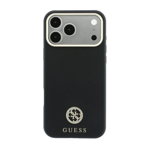 Guess Guess iPhone 18 Pro Max/iPhone 17 Pro Max Hartschalenhülle MagSafe SW Genarbtes PU Rundes Strasslogo - Schwarz