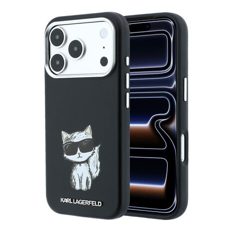 Karl Lagerfeld Karl iPhone 18 Pro Max Hoesje harde behuizing - MagSafe - SW - glad PU - Choupette Sketch Zwart