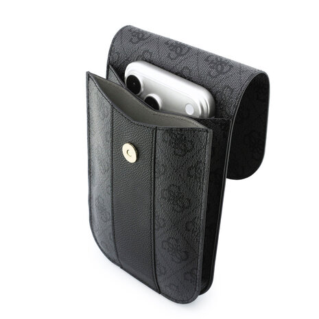 Guess Guess Phone pouch 4G - PU - round 4G logo - classic logo - stripe pattern - carrying strap Black Guess Guess Phone pouch 4G - PU - round 4G logo - classic logo - stripe pattern - carrying strap Black