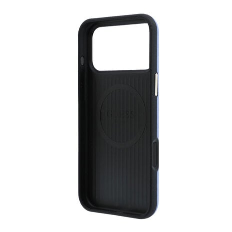 Guess Guess iPhone 18 Pro Max Hoesje harde behuizing - MagSafe - SW - generfd PU - rond strasslogo Lichtblauw Guess Guess iPhone 18 Pro Max Hoesje harde behuizing - MagSafe - SW - generfd PU - rond strasslogo Lichtblauw