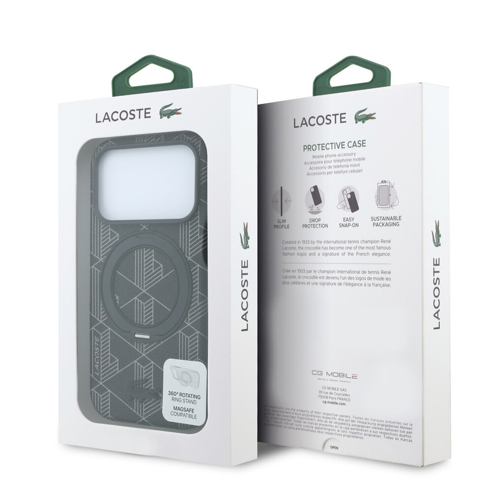 Lacoste Lacoste iPhone 18 Pro Max Hoesje harde behuizing - MagSafe - PVC - The Blend - ringstandaard Zwart