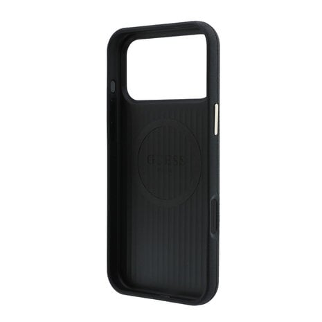 Guess Guess iPhone 18 Pro Hoesje harde behuizing - MagSafe - SW - generfd PU - rond strasslogo Zwart
