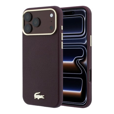 Lacoste Lacoste iPhone 18 Pro Max Hoesje harde behuizing - MagSafe - PVC - Champs Elysees - reliëf Bordeauxrood