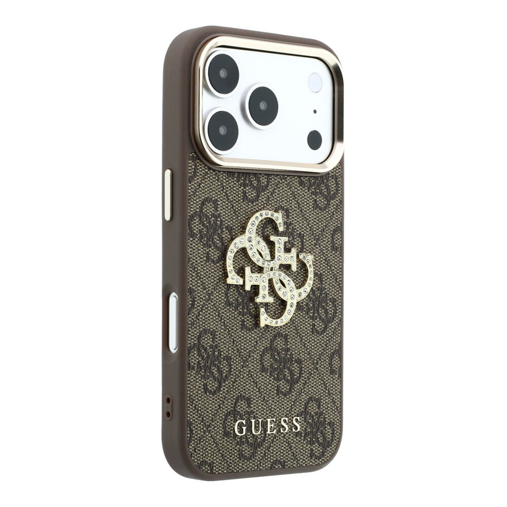 Guess Guess iPhone 18 Pro Max Hoesje harde behuizing - 4G - PU - groot strasslogo Bruin Guess Guess iPhone 18 Pro Max Hoesje harde behuizing - 4G - PU - groot strasslogo Bruin