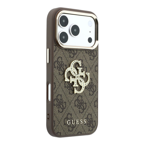 Guess Guess iPhone 18 Pro Max Hoesje harde behuizing - 4G - PU - groot strasslogo Bruin Guess Guess iPhone 18 Pro Max Hoesje harde behuizing - 4G - PU - groot strasslogo Bruin