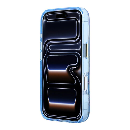 Guess Guess iPhone 18 Pro/iPhone 17 Pro Hartschalenhülle MagSafe IML Glitzer Blossom Roses Rosenmuster - Hellblau