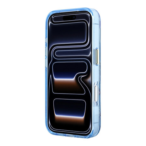 Guess Guess iPhone 18 Pro Hülle Hartschale - MagSafe - IML - Glitzer - Blossom Roses Hellblau