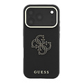 Guess Guess iPhone 18 Pro Max/iPhone 17 Pro Max Hartschalenhülle SW Genarbtes PU Großes Kunstharzlogo - Schwarz