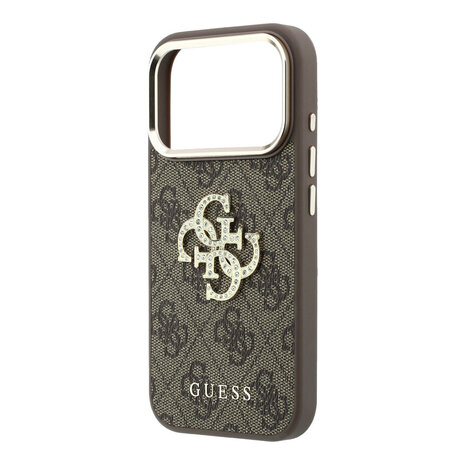 Guess Guess iPhone 18 Pro Case hard shell - 4G - PU - large rhinestone logo Brown Guess Guess iPhone 18 Pro Case hard shell - 4G - PU - large rhinestone logo Brown