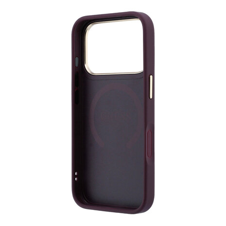 Guess Guess iPhone 18 Pro Coque structure rigide - MagSafe - Saffiano - HS - Peony - anneau Bordeaux