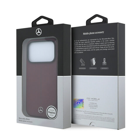 Mercedes-Benz Mercedes-Benz iPhone 18 Pro Hoesje harde behuizing - MagSafe - PU-leer - Semi Wrap - Iconic Line Bordeauxrood Mercedes-Benz Mercedes-Benz iPhone 18 Pro Hoesje harde behuizing - MagSafe - PU-leer - Semi Wrap - Iconic Line Bordeauxrood