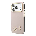 Karl Lagerfeld Karl Lagerfeld iPhone 18 Pro Max/iPhone 17 Pro Max Hardcasehoesje MagSafe SW Generfd PU Handtekeninglogo van hars - Roze