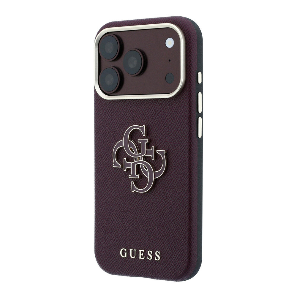 Guess Guess iPhone 18 Pro Max Case hard shell - SW - grained PU - large resin logo Burgundy
