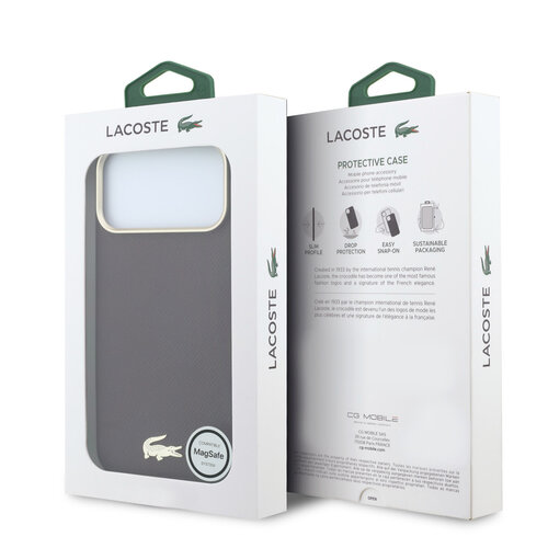 Lacoste Lacoste iPhone 18 Pro Max/iPhone 17 Pro Max Hardcasehoesje MagSafe PVC Champs Élysées Reliëf - Bordeaux
