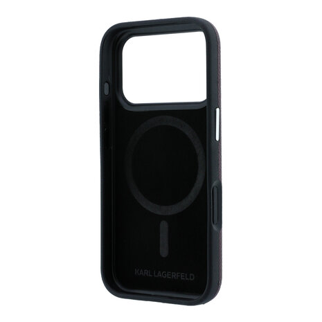 Karl Lagerfeld Karl iPhone 18 Pro Max Hoesje harde behuizing - MagSafe - SW - generfd PU - ring in reliëf - Kameo-logo Bordeauxrood Karl Lagerfeld Karl iPhone 18 Pro Max Hoesje harde behuizing - MagSafe - SW - generfd PU - ring in reliëf - Kameo-logo Bordeauxrood