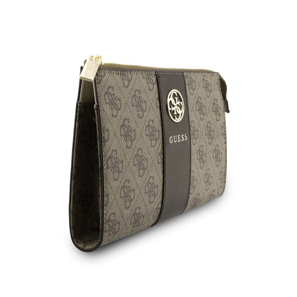 Guess Guess Phone pouch 4G - PU - round 4G logo - classic logo - stripe pattern Brown