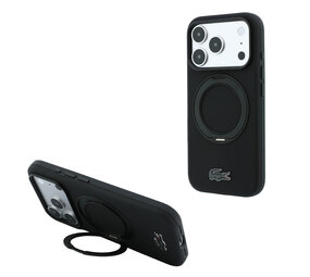 Lacoste Lacoste iPhone 18 Pro Hoesje harde behuizing - MagSafe - PVC - Petit Pique - ringstandaard Zwart