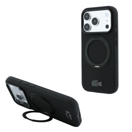 Lacoste Lacoste iPhone 18 Pro Coque structure rigide - MagSafe - PVC - Petit Pique - anneau support Noir Lacoste Lacoste iPhone 18 Pro Coque structure rigide - MagSafe - PVC - Petit Pique - anneau support Noir