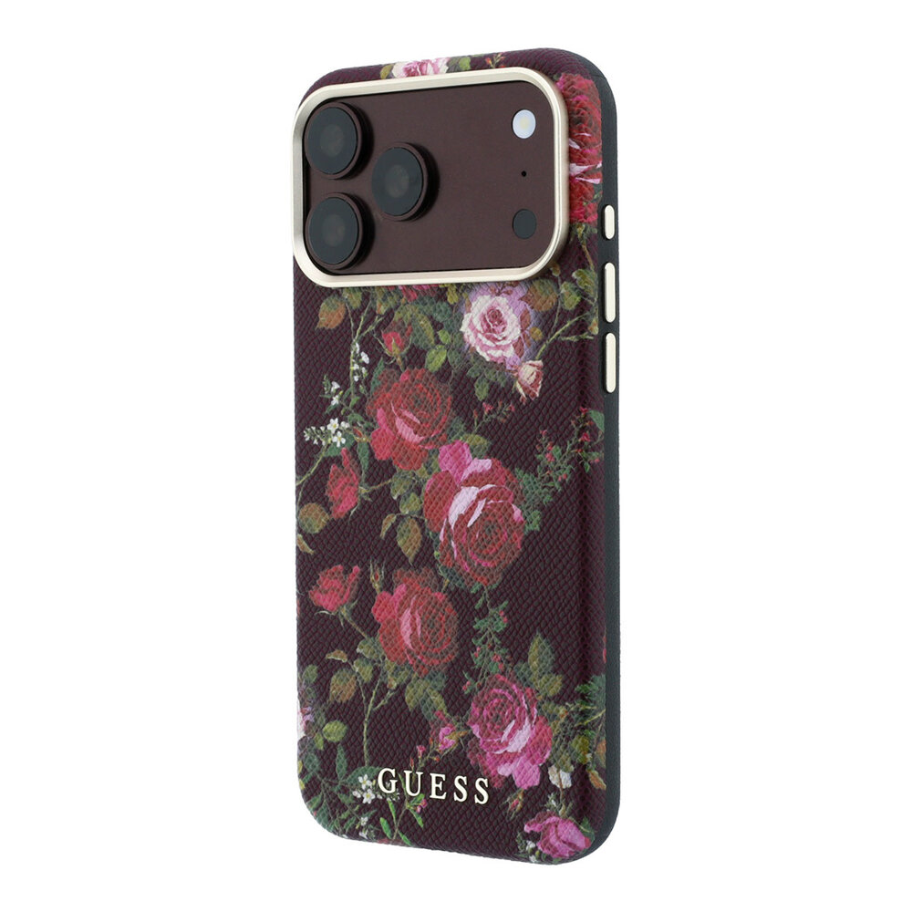 Guess Guess iPhone 18 Pro Max Case hard shell - MagSafe - SW - PU - Blossom Roses print Burgundy Guess Guess iPhone 18 Pro Max Case hard shell - MagSafe - SW - PU - Blossom Roses print Burgundy