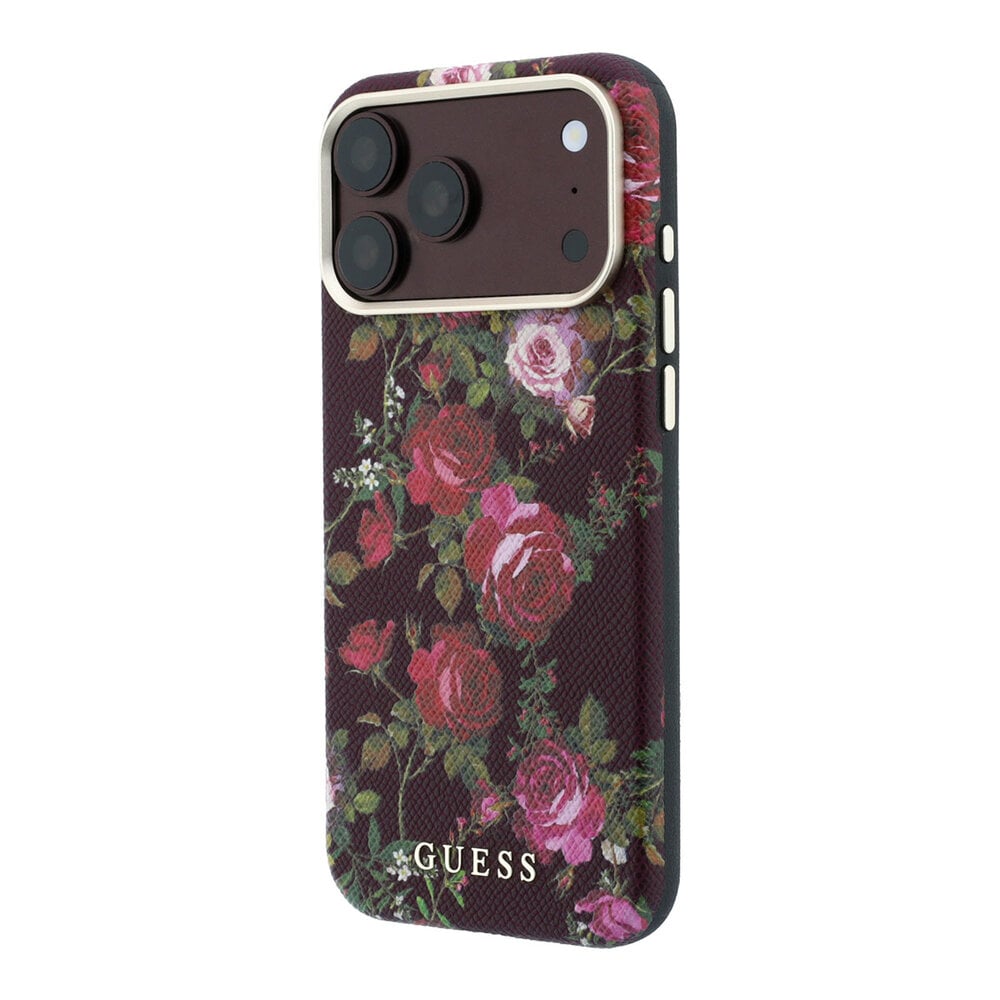Guess Guess iPhone 18 Pro Max Hoesje harde behuizing - MagSafe - SW - PU - Blossom Roses-print Bordeauxrood Guess Guess iPhone 18 Pro Max Hoesje harde behuizing - MagSafe - SW - PU - Blossom Roses-print Bordeauxrood