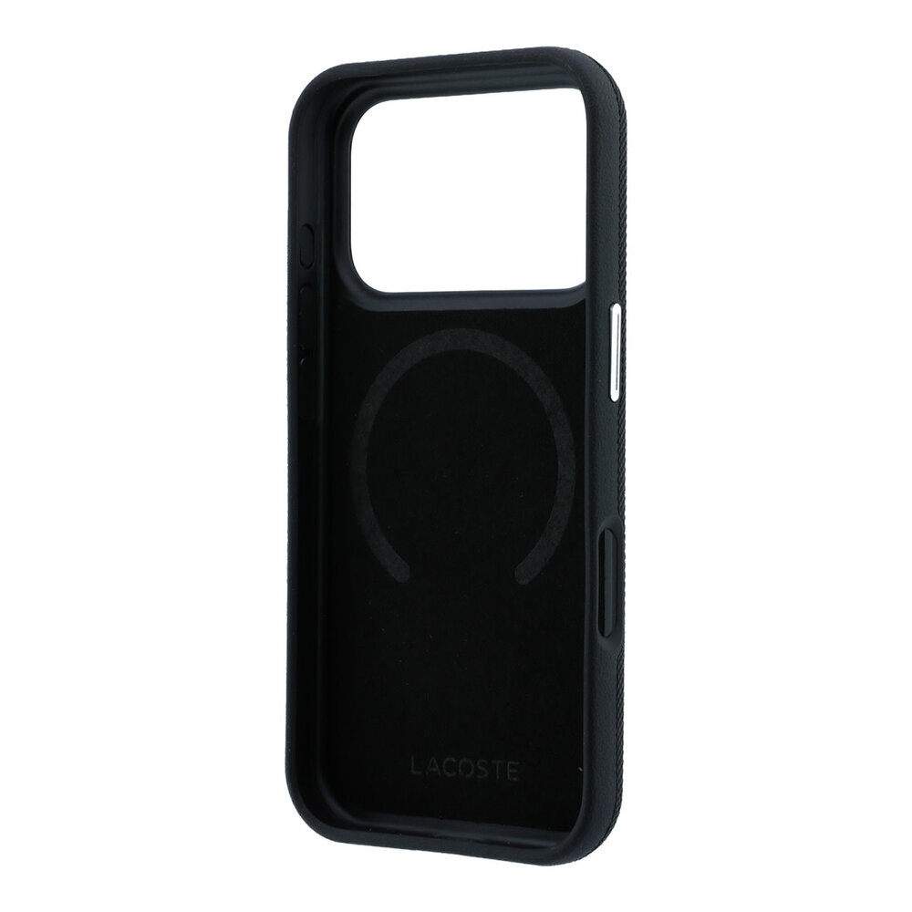 Lacoste Lacoste iPhone 18 Pro Coque structure rigide - MagSafe - PVC - Petit Pique - relief Noir Lacoste Lacoste iPhone 18 Pro Coque structure rigide - MagSafe - PVC - Petit Pique - relief Noir