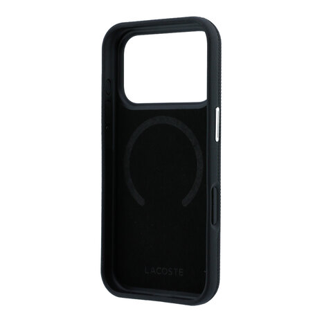 Lacoste Lacoste iPhone 18 Pro Hoesje harde behuizing - MagSafe - PVC - Petit Pique - reliëf Zwart